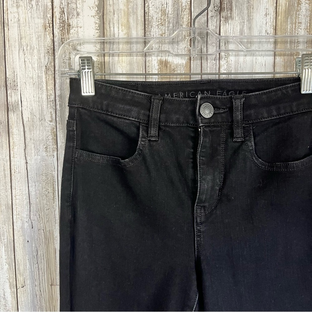American Eagle The Dream High Rise Jegging Short Black Jeans 2 - Picture 4 of 8